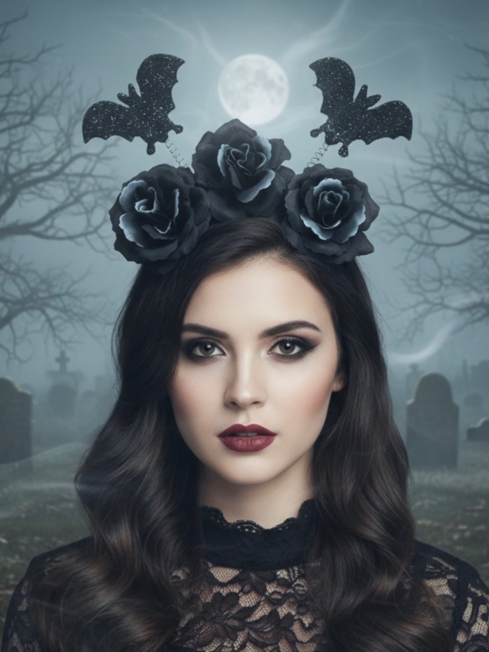 Noir Nocturnal Rose Headband